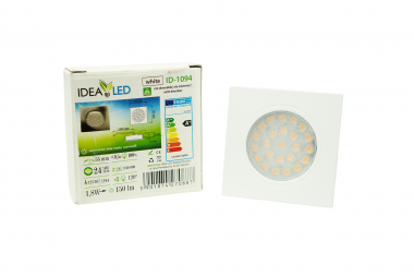 Recessed square furniture luminaire, 1.8 W, white