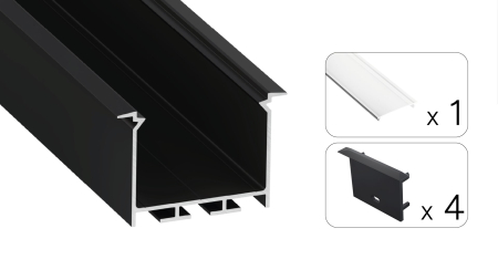 TEKKNI HEDE Set, black, transparent cover, 2.02 m