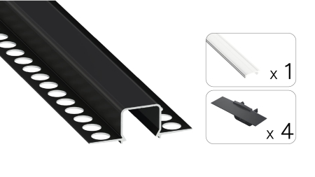 TEKKNI MOSSO Set, black, transparent cover, 2.02 m