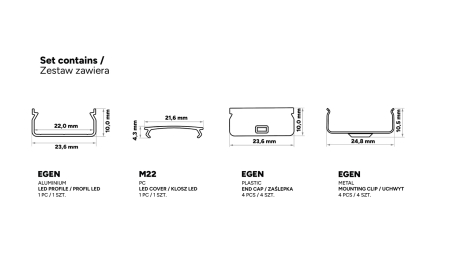 TEKKNI EGEN Set, black, milky cover, 2.02 m