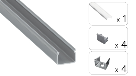 TEKKNI HOM Set, silver, transparent cover, 2.02 m