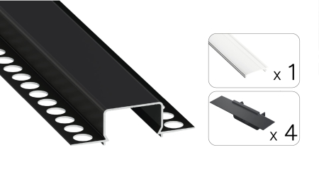 TEKKNI HORST Set, black, transparent cover, 2.02 m