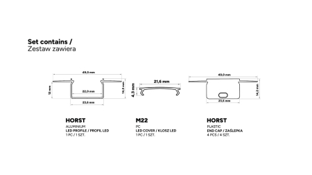 TEKKNI HORST Set, black, transparent cover, 3 m