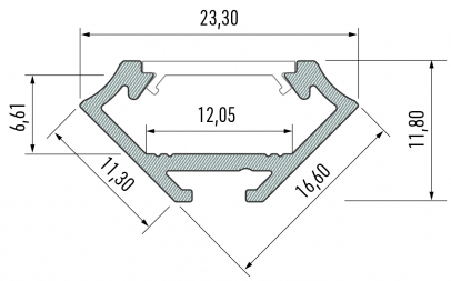 Lumines profile type C anodized inox, 3 m