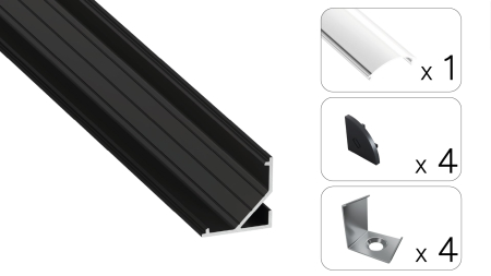 TEKKNI ARRE Set, black, transparent cover, 2.02 m