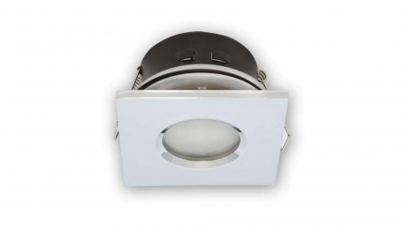 Light fixture with increased water resistance square chrome, cast