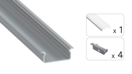 TEKKNI TVED Set, silver, transparent cover, 2.02 m