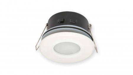 Light fixture with increased water resistance round white, cast