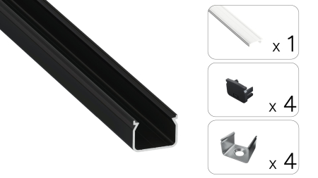 TEKKNI HOM Set, black, transparent cover, 2.02 m