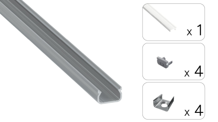 TEKKNI IKKE Set, silver, transparent cover, 2.02 m