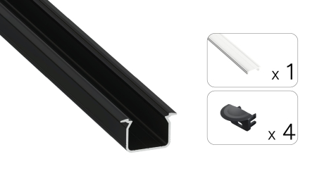 TEKKNI UHRE Set, black, transparent cover, 3 m