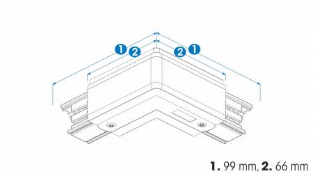 L-angle connector for 3-phase track XTS34-3 LEFT, white