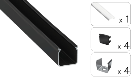 TEKKNI HELSE Set, black, transparent cover, 3 m