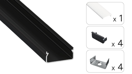 TEKKNI EGEN Set, black, frozen, 2.02 m