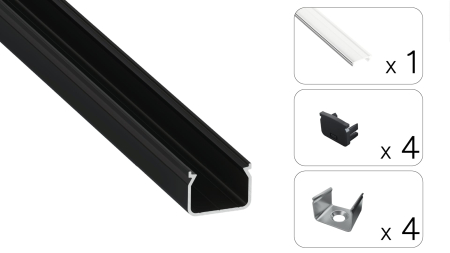 TEKKNI HOM Set, black, transparent cover, 3 m