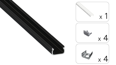 TEKKNI IKKE Set, black, transparent cover, 2.02 m