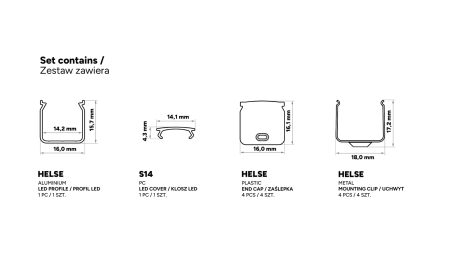 TEKKNI HELSE Set, silver, transparent cover, 3 m