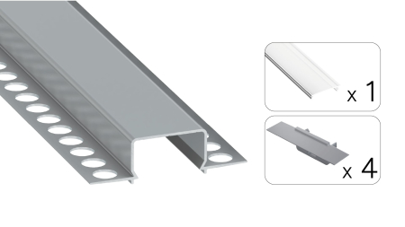 TEKKNI HORST Set, silver, transparent cover, 3 m