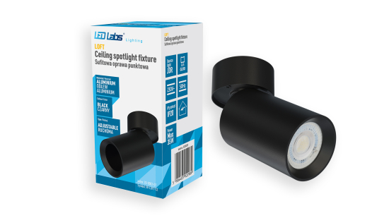 Bendable/rotatable ceiling spotlight fixture SPOT LUMI rotating black