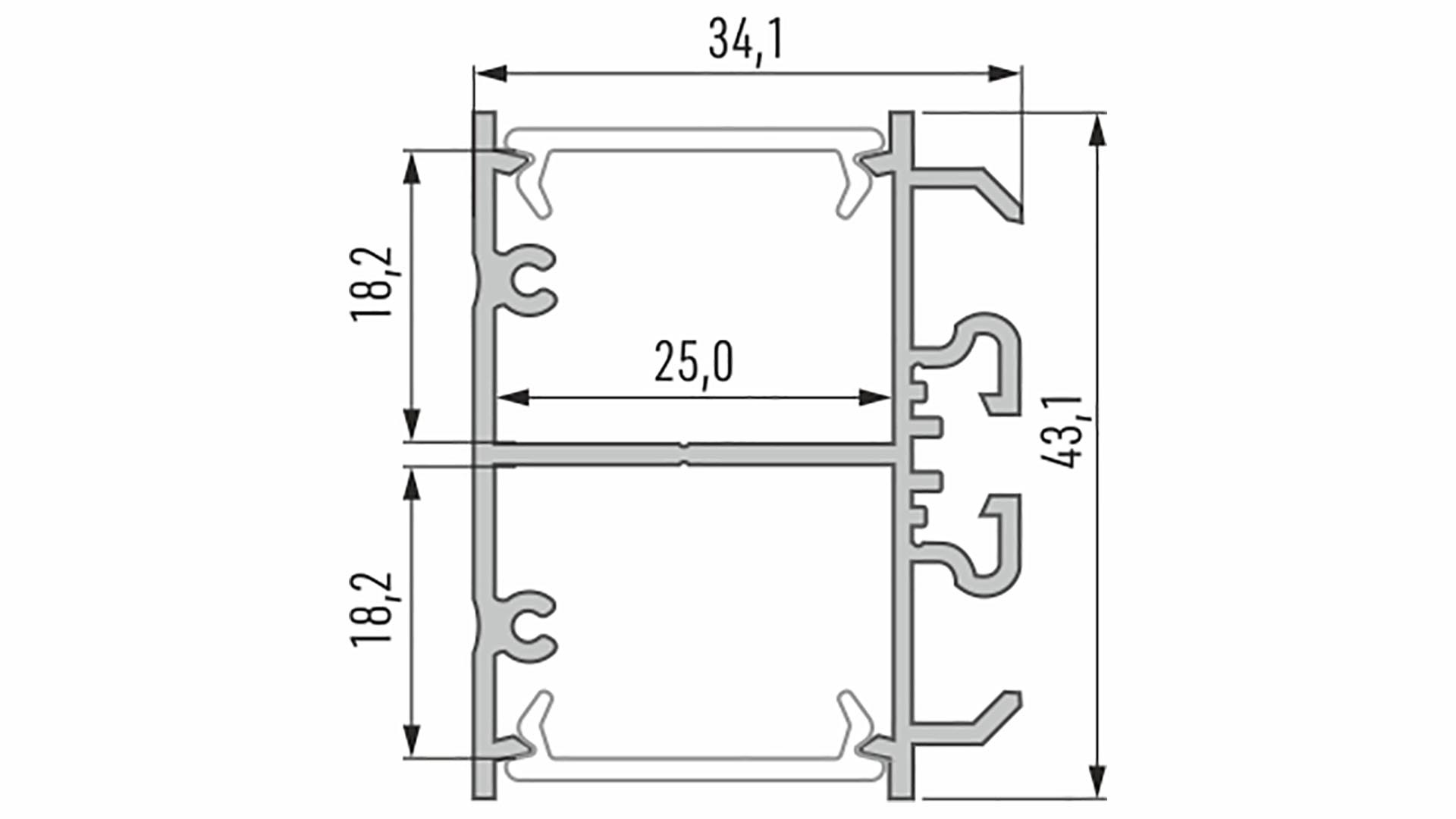Lumines profile type DOPIO lacquered black, 3 m