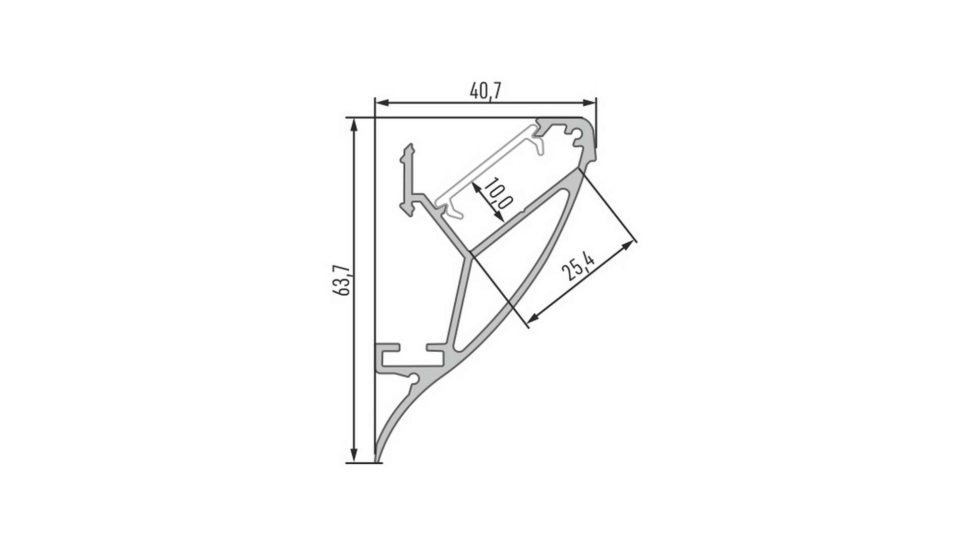 Lumines profile type Conva lacquered black, 3 m