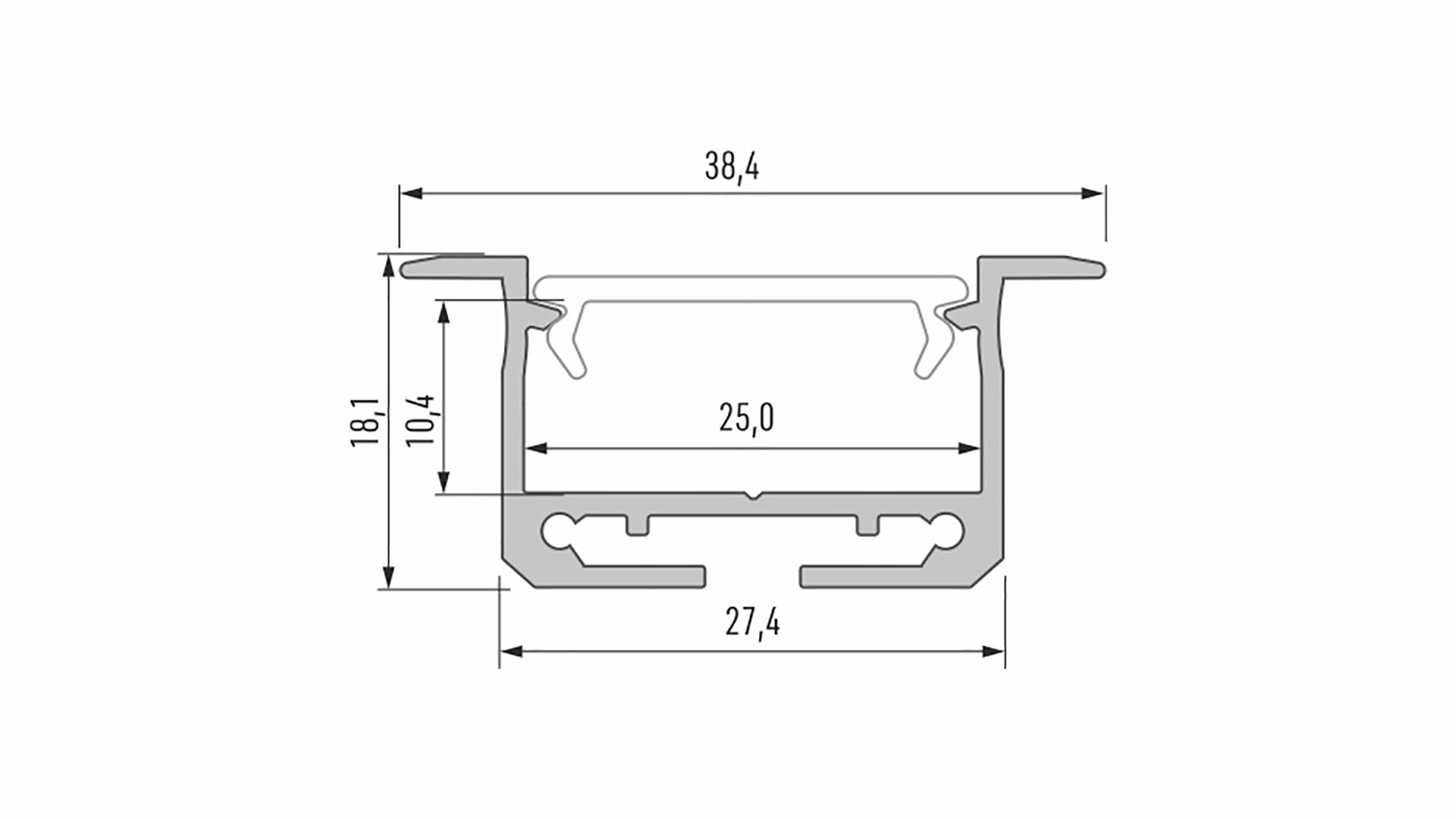 Lumines profile type inSileda lacquered black, 1 m