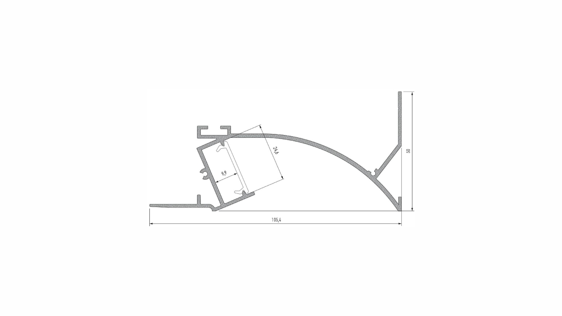 Lumines profile type TOPO lacquered black, 2,02 m