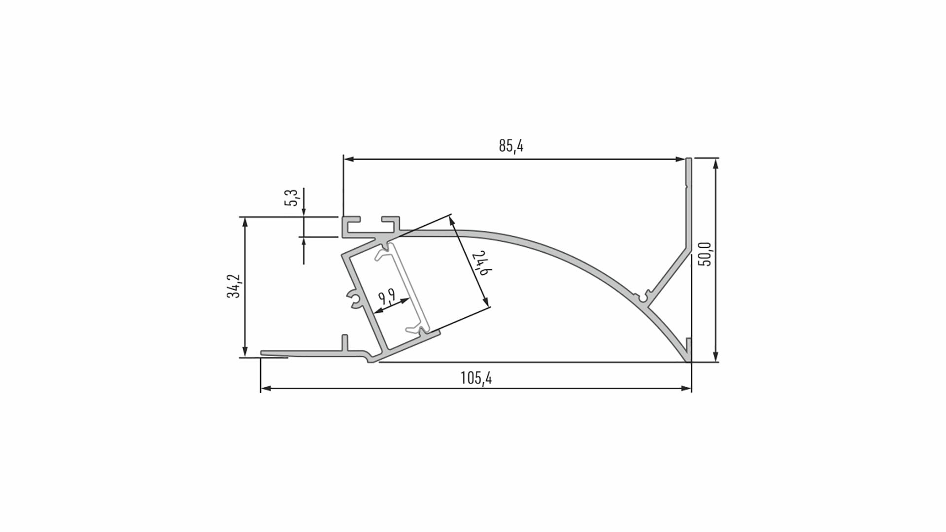 Lumines profile type PERO lacquered black, 2,02 m