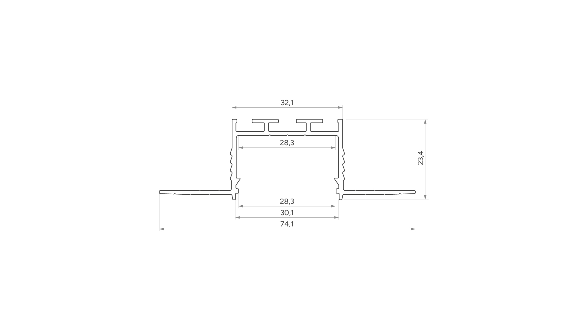 Profile LUMINES type akin black lacquered 3 m