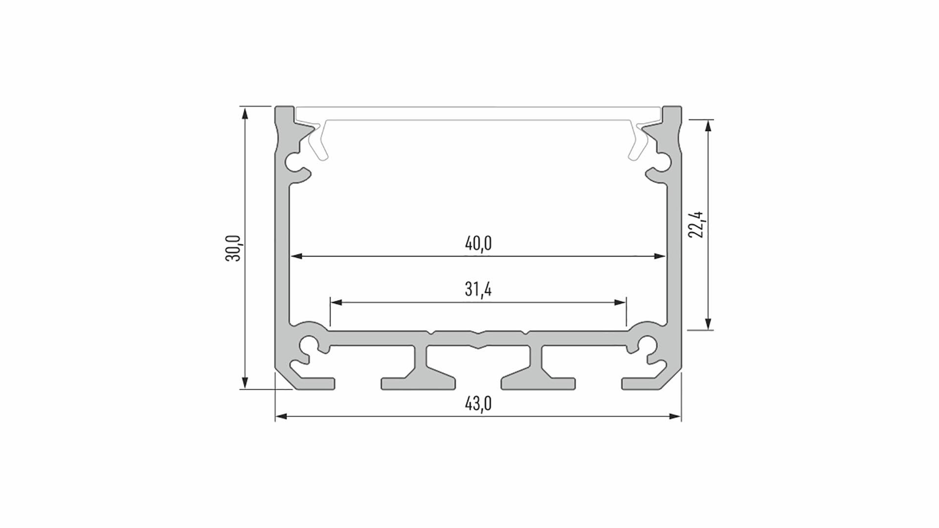 Lumines profile type ILEDO lacquered black, 2 m