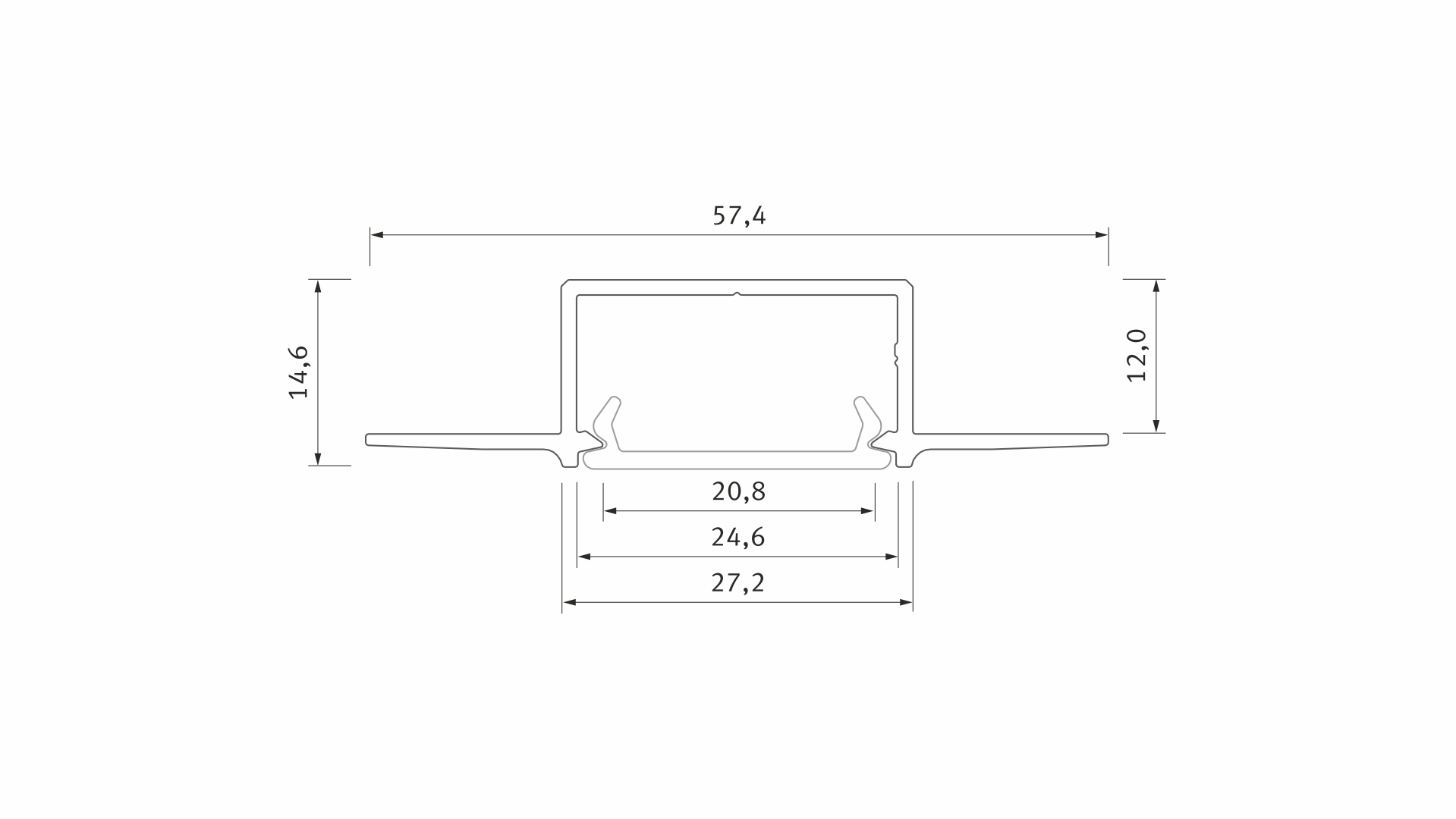 Profile LUMINES type Hiro white lacquered 1 m