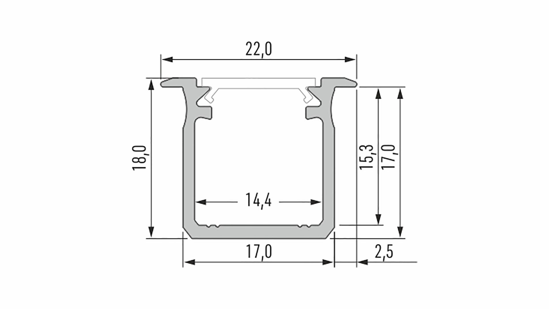 Lumines profile type G anodized inox, 3 m