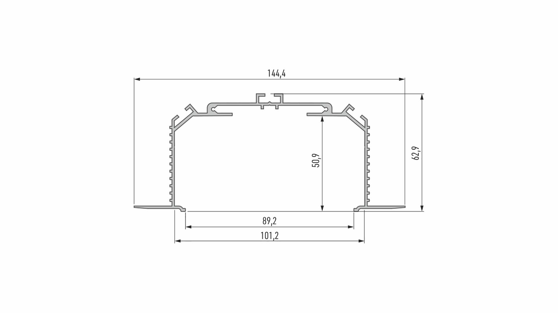 Lumines profile type LARGO M3 lacquered black, 2,02 m