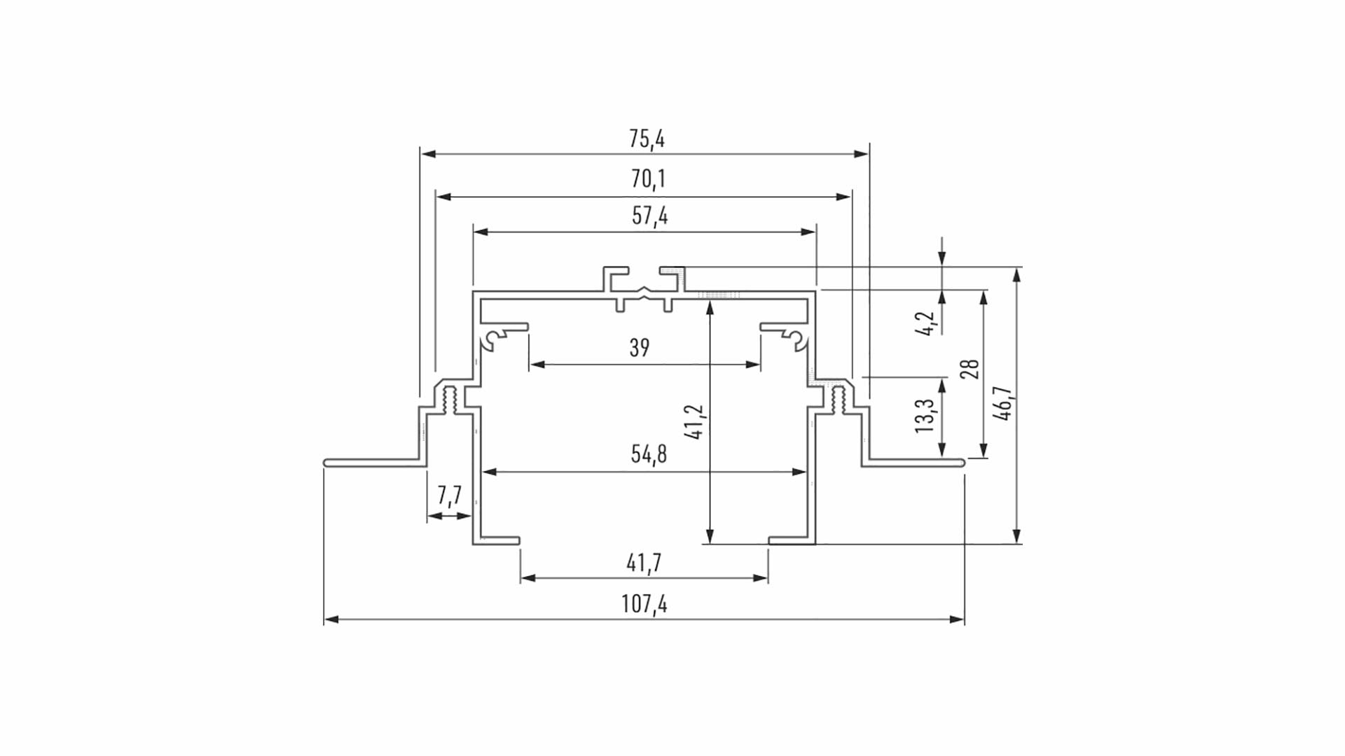 Lumines profile type Talia M4 lacquered black, 3 m