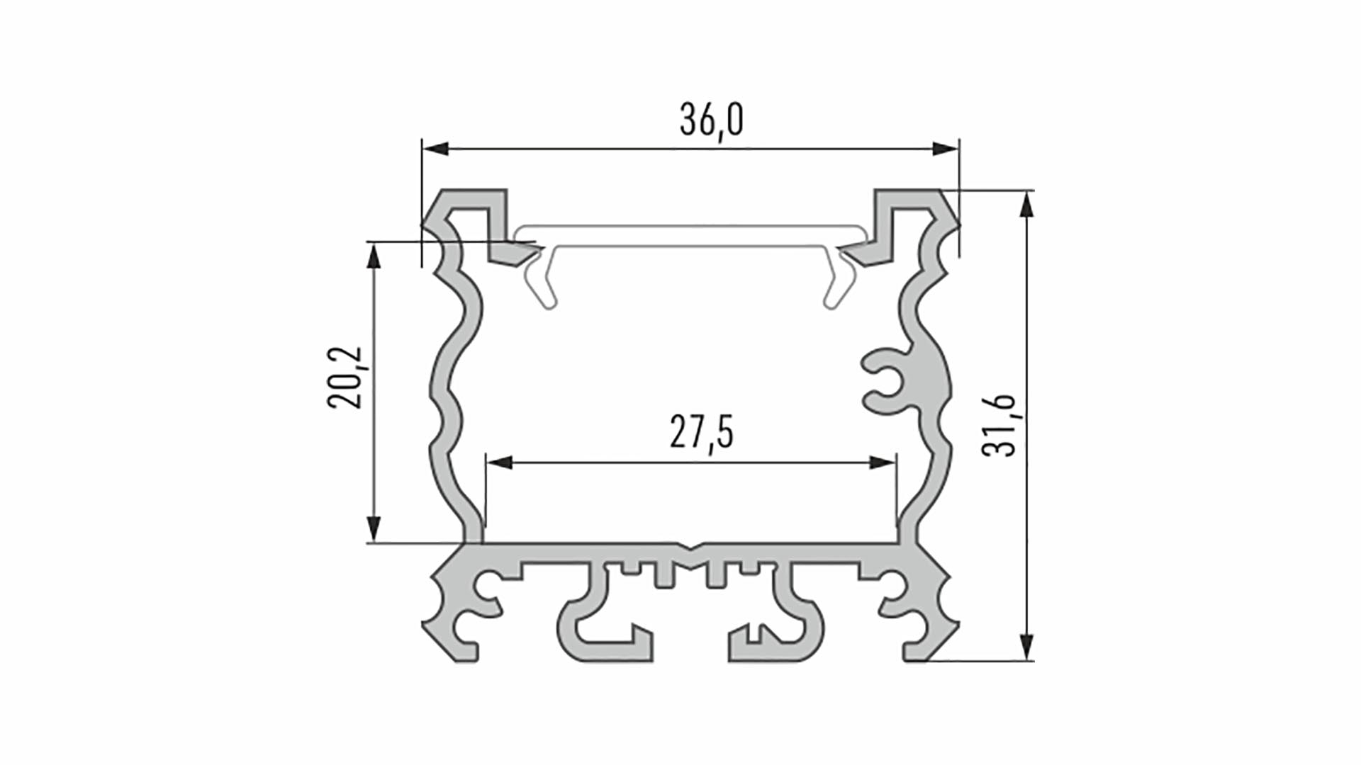 Lumines profile type TALIA lacquered black, 3 m