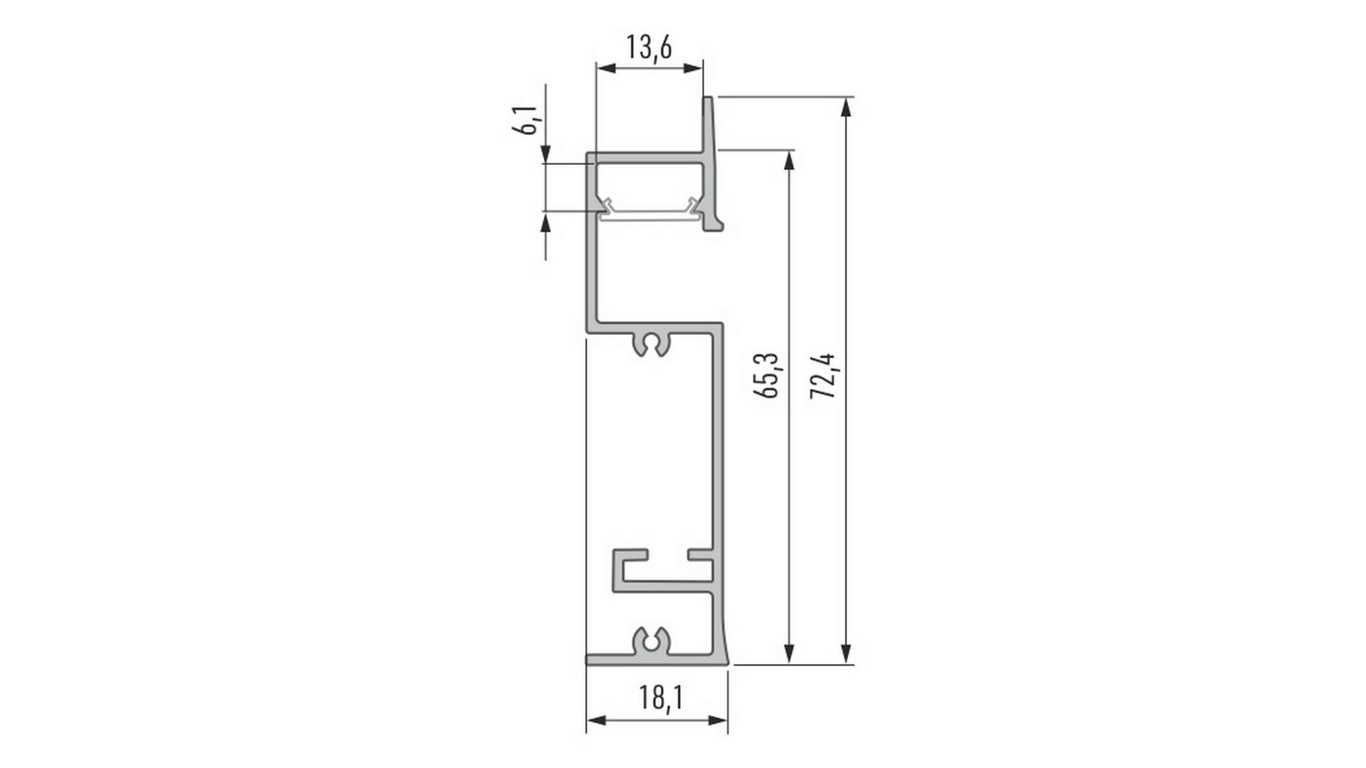 Lumines profile type FLARO lacquered black, 3 m