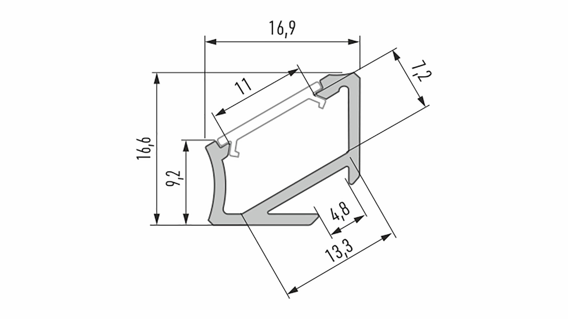 Lumines profile type H nonanodized, 2,02 m