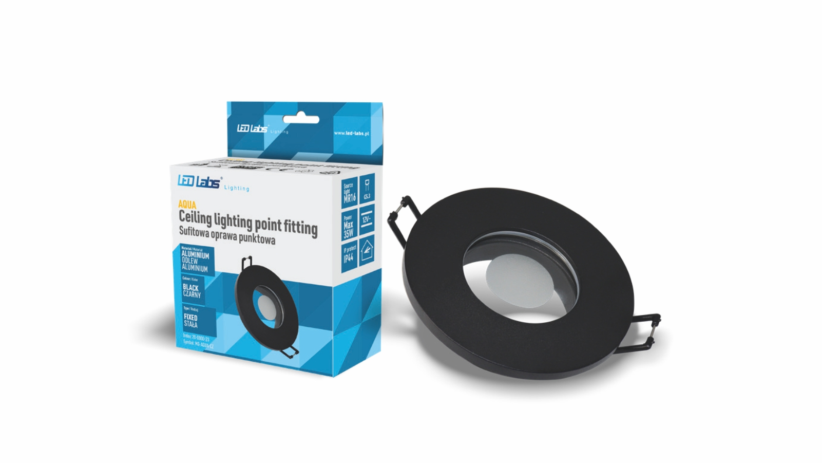 Ceiling lighting point fitting Aqua cast round Fixted black