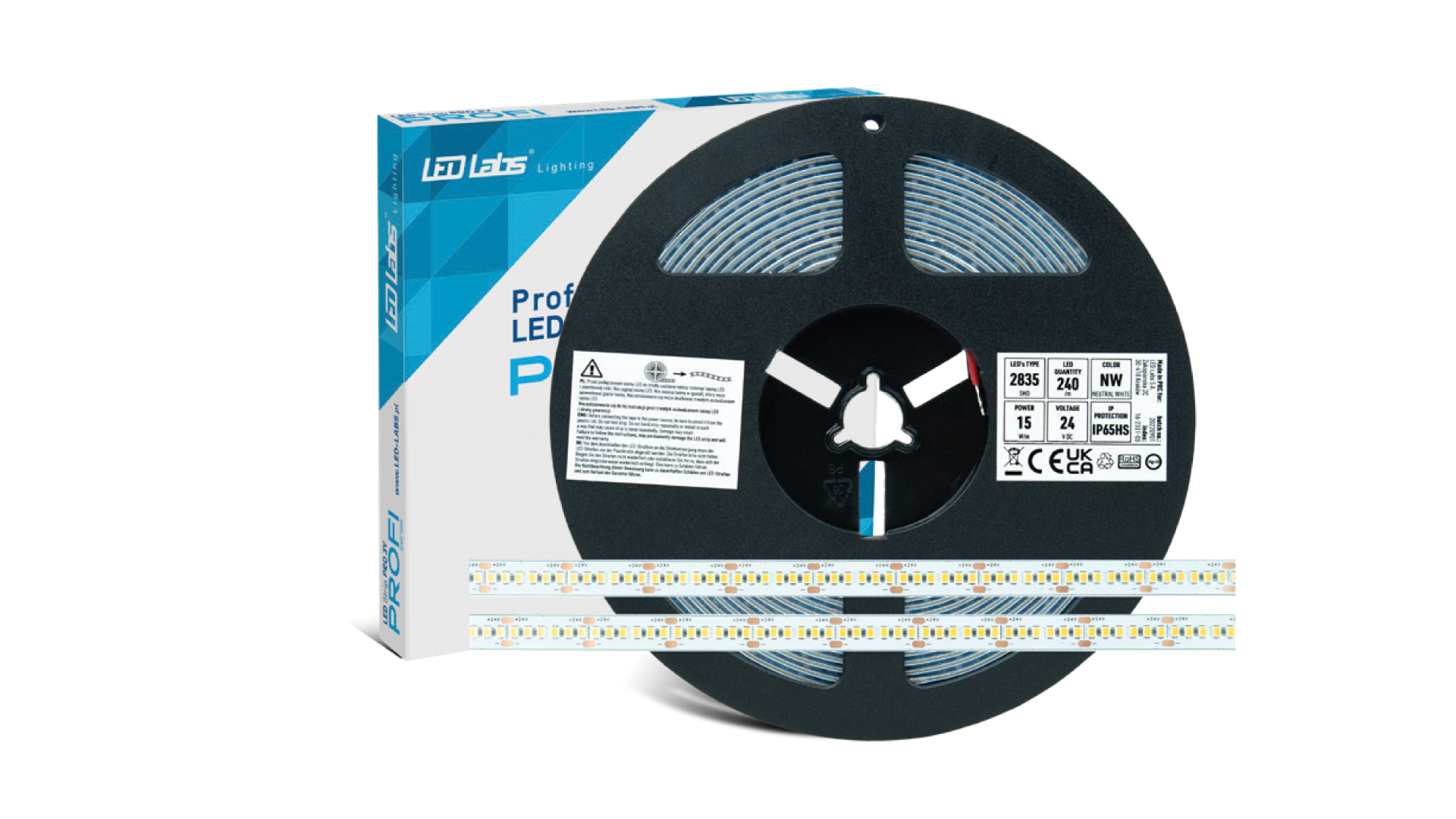 PROFI 24 V 1200 LED STRIP 2835 SMD 15 W 4000 K RA 90 IP65HS