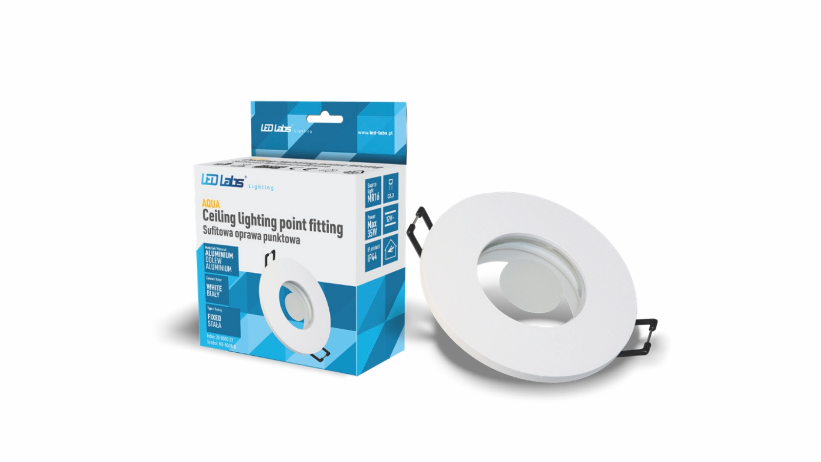 Ceiling lighting point fitting Aqua cast round Fixted white