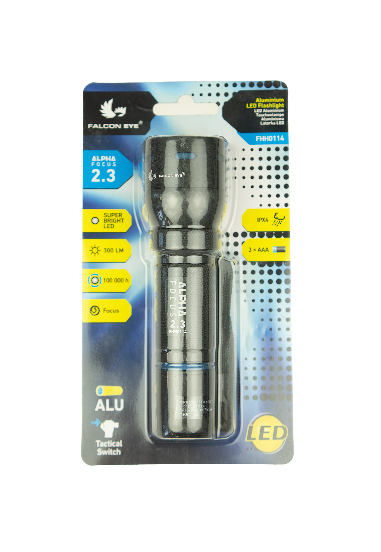 Handheld flashlight, Falcon Eye ALPHA 300 lm with focus