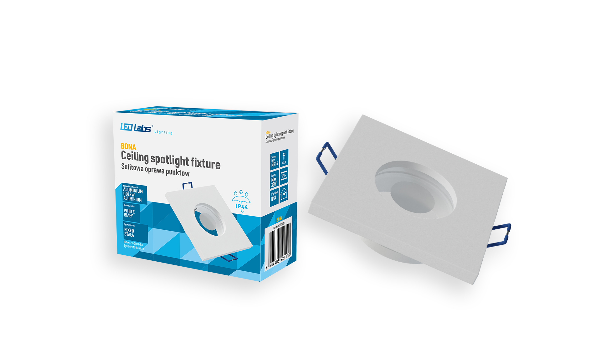 Ceiling lighting point fitting BONA cast round Fixted white