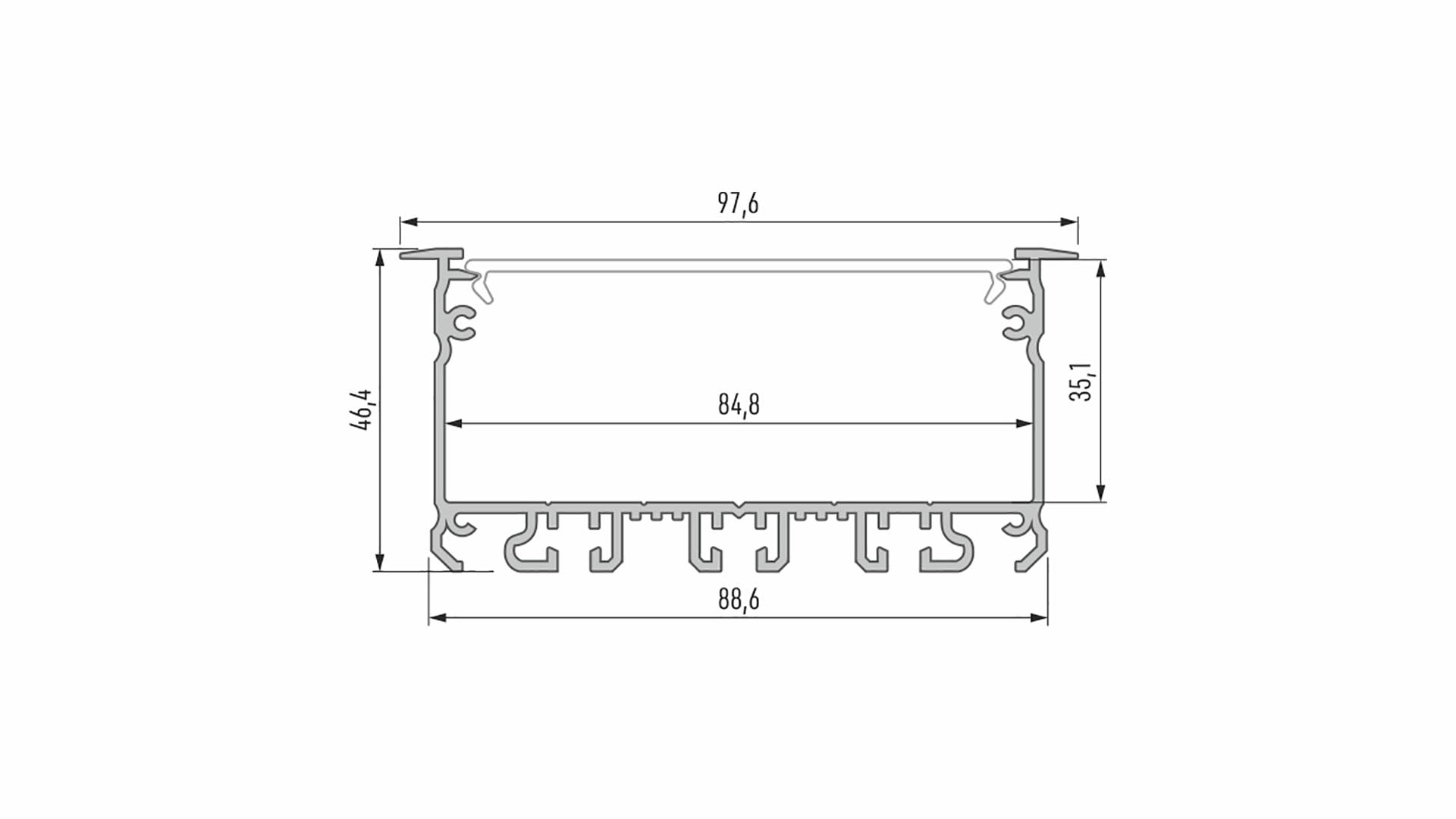 Lumines profile type inLARGO lacquered black, 1 m