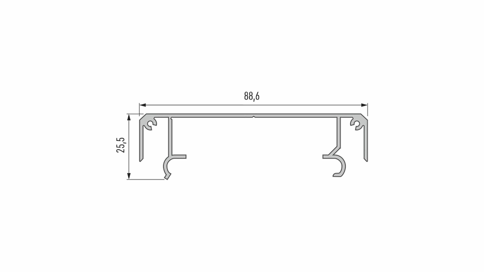 Lumines profile type LARGO M1 lacquered black, 2,02 m