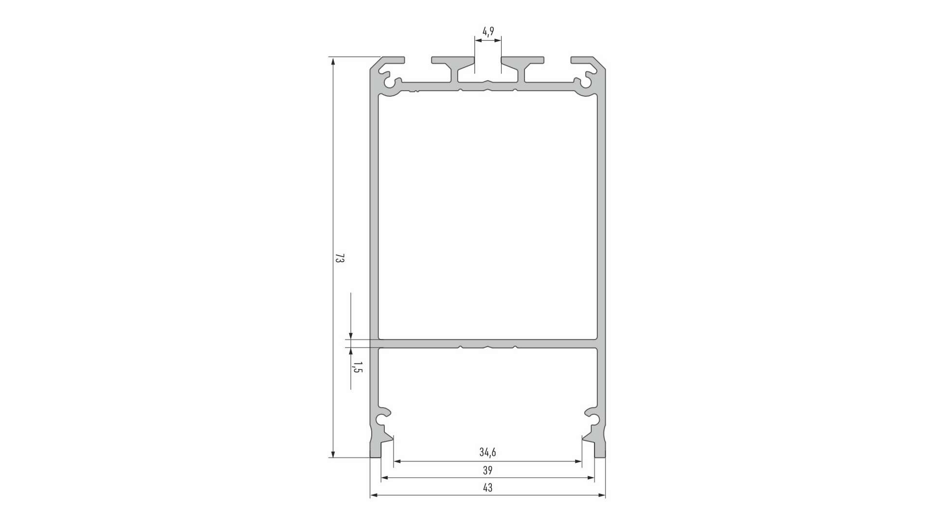 Lumines profile type Claro lackiert black, 2,02 m
