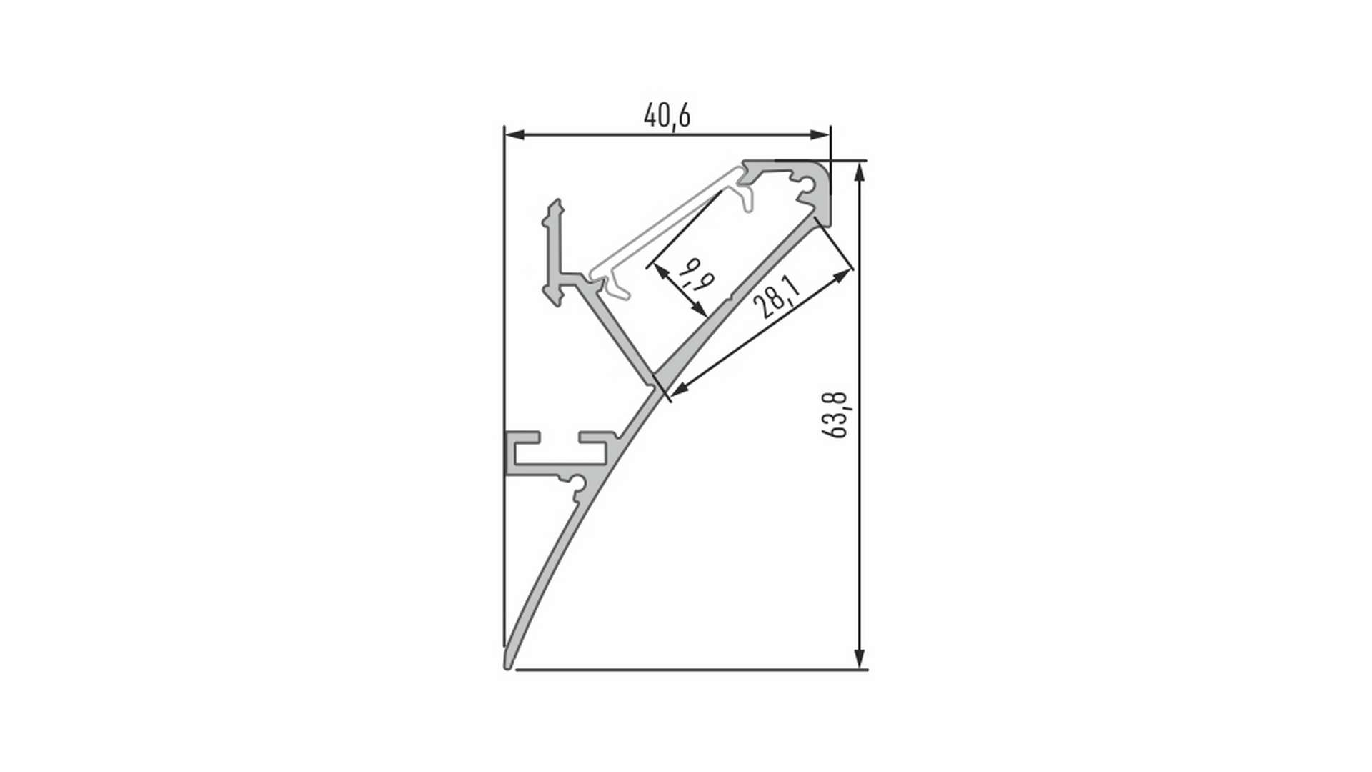 Lumines profile type LOGI lacquered black, 1 m