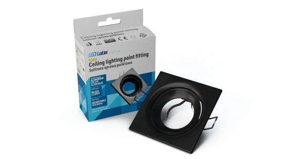 Ceiling lighting point fitting TORN cast square adjustable matt black
