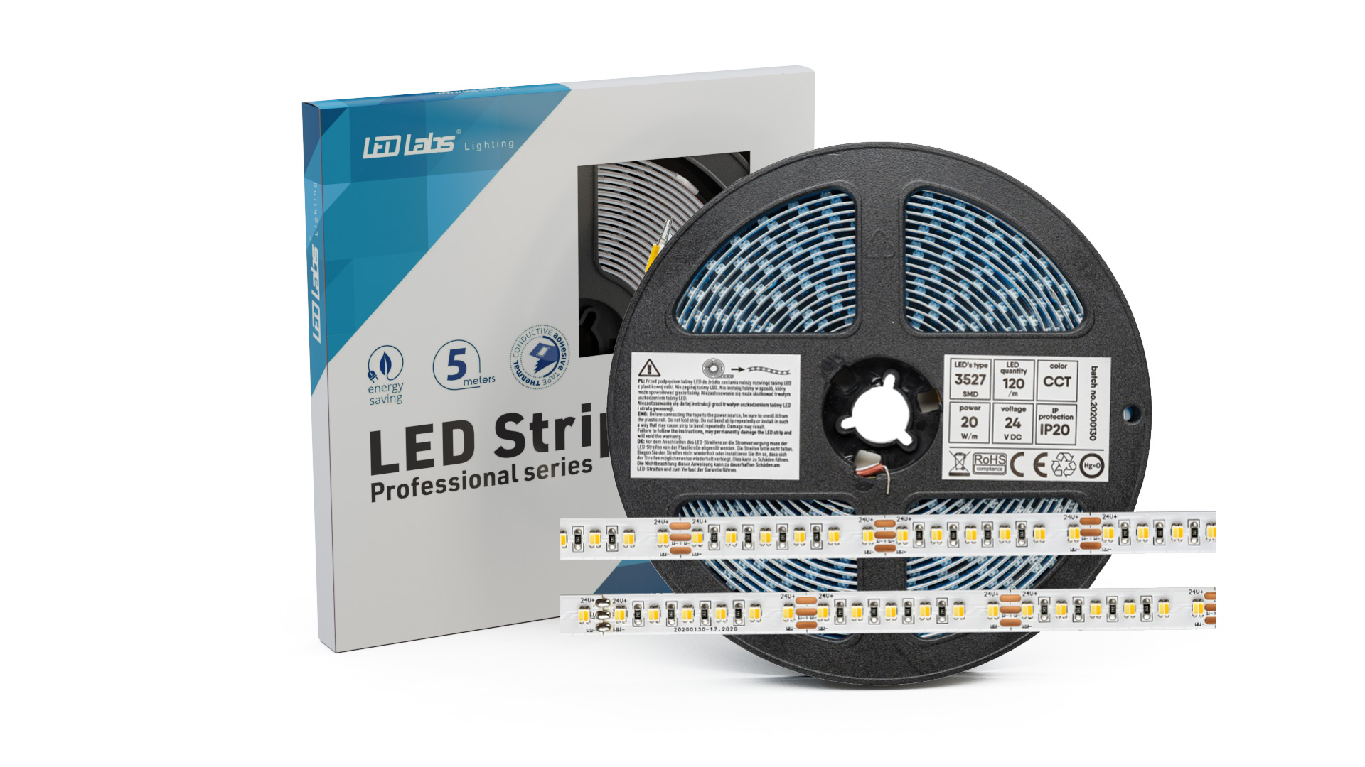 LED Strip PRO 3Y 12V 300 LED 2835 SMD 6W, Warm white RA95 ☆ Oświetlenie Led  - Labs