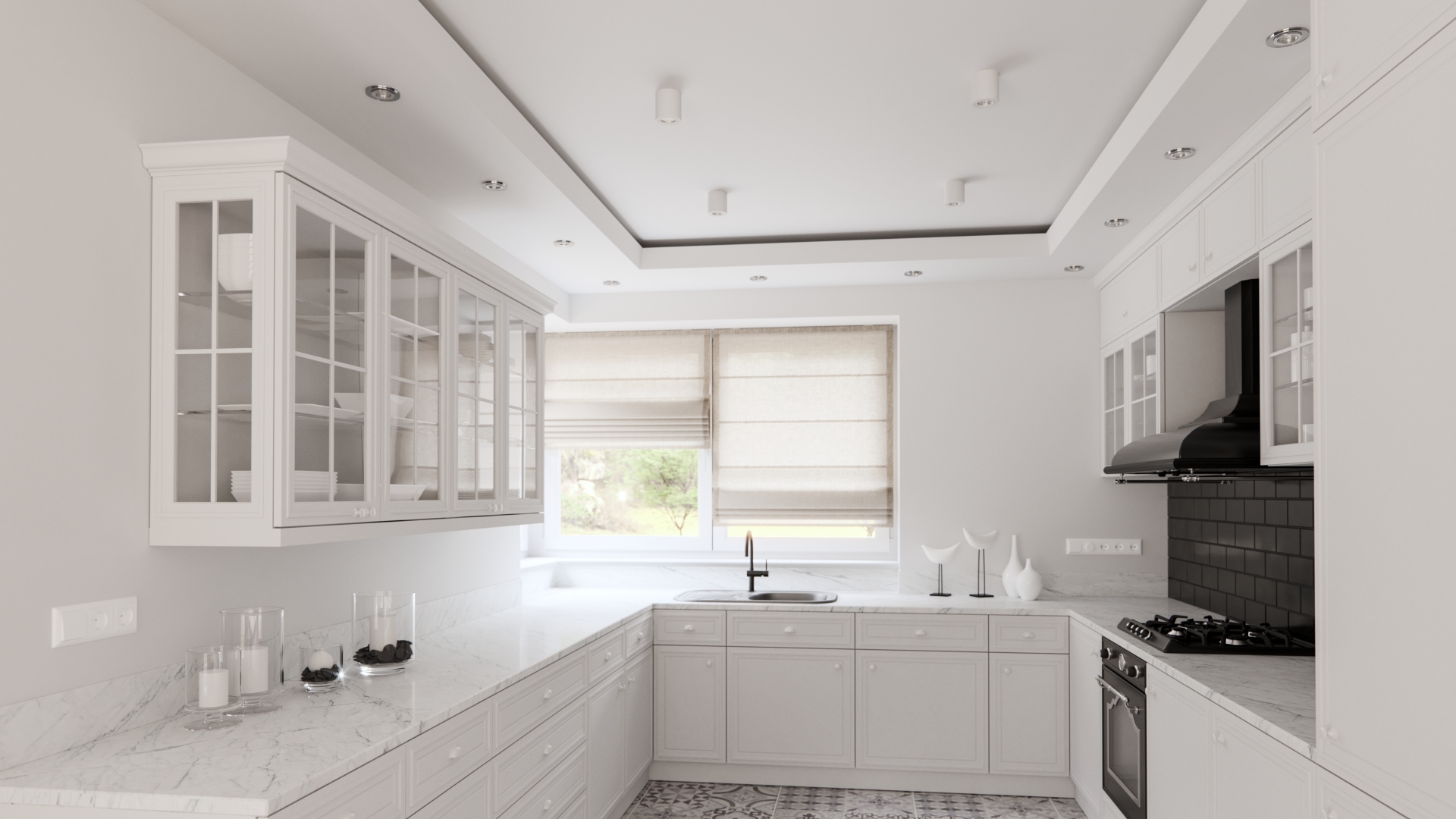 Recessed ceiling eyelets in the kitchen