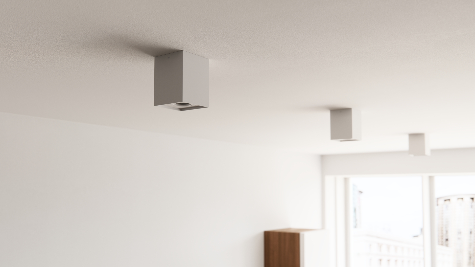 Tall white ceiling fixtures